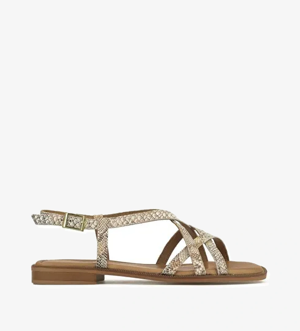 Ziya, Kadın Hakiki Deri Sandalet 1511047Z16213 Bej-Yılan - Görsel 1