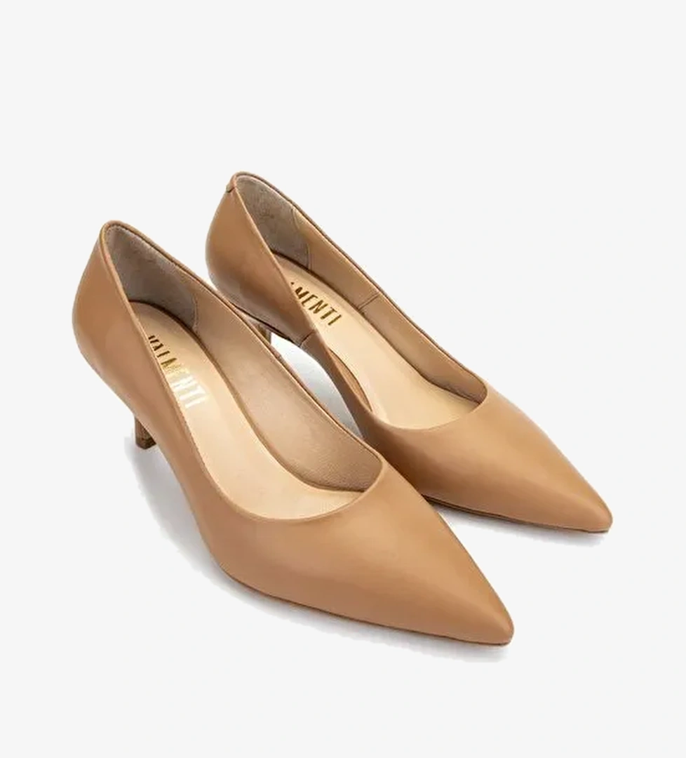 Valmenti Kadın Taba Deri Topuklu Ayakkabı - Görsel 1