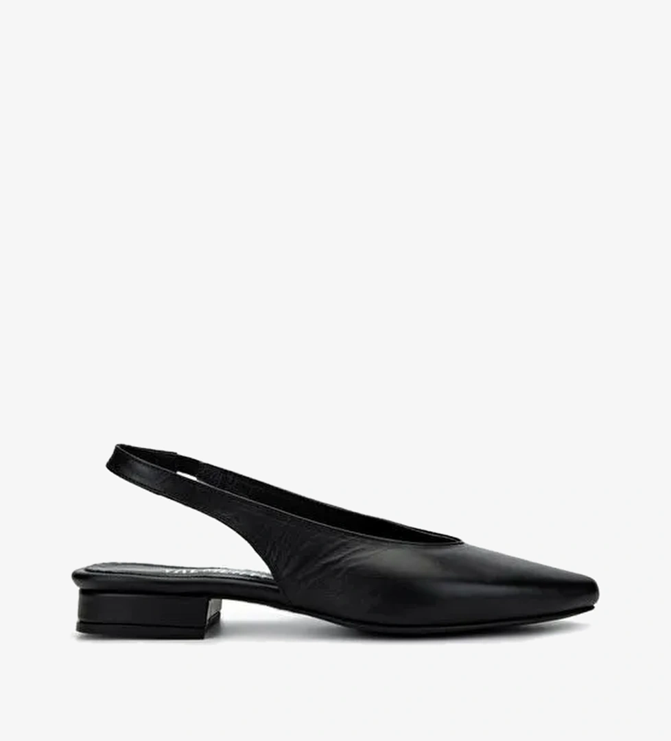 Valmenti Kadın Hakiki Deri Siyah Babet Ayakkabı