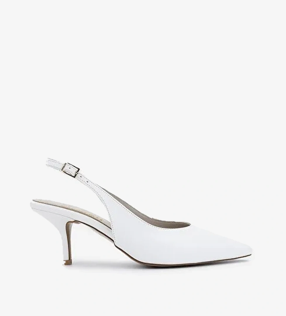Valmenti Kadın Suni Deri Beyaz Topuklu Ayakkabı - Görsel 1