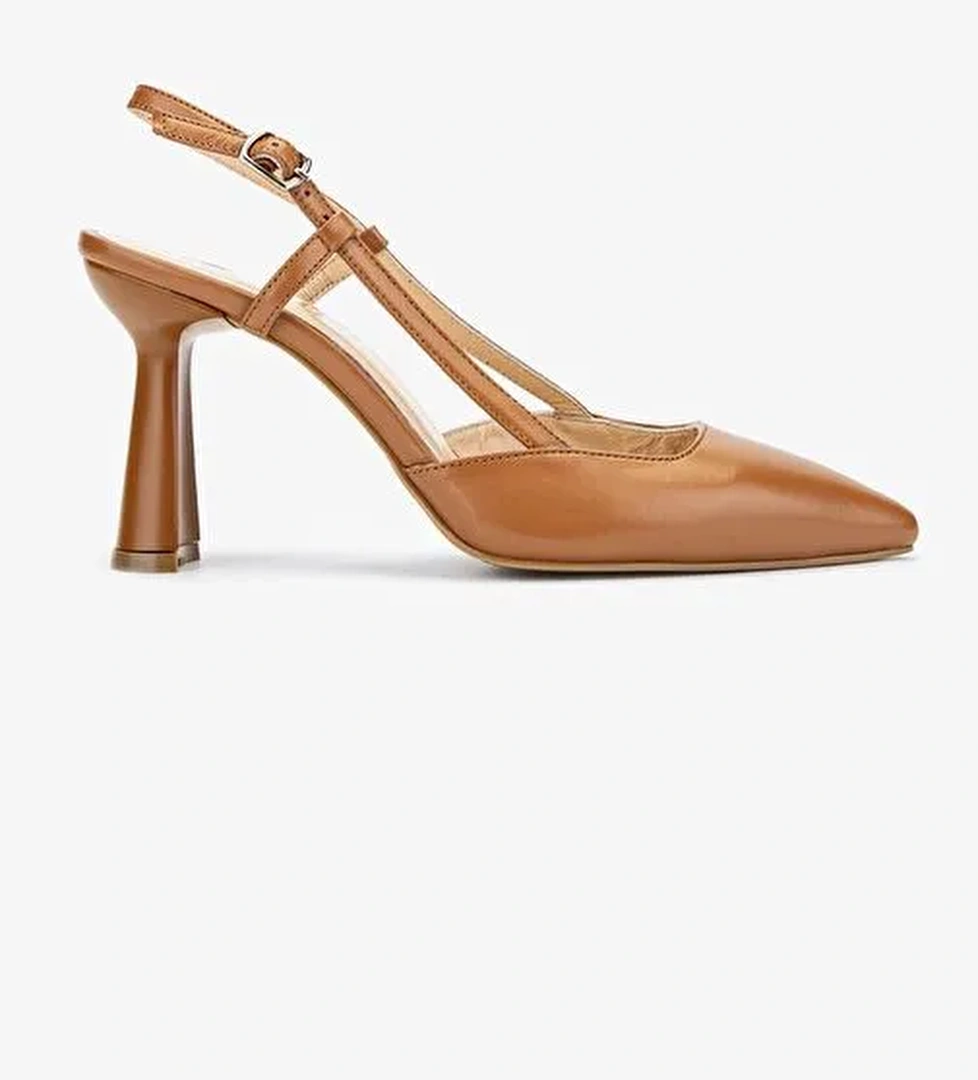 Valmenti Zirkon Kadın Taba Hakiki Deri Topuklu Ayakkabı - Görsel 1