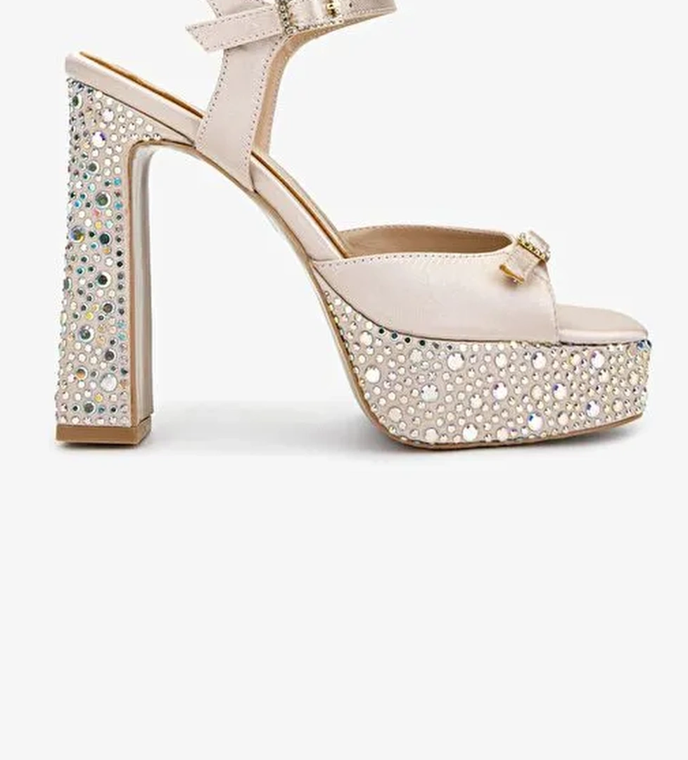 Valmenti Kadın Bej Suni Deri Topuklu Ayakkabı - Görsel 1