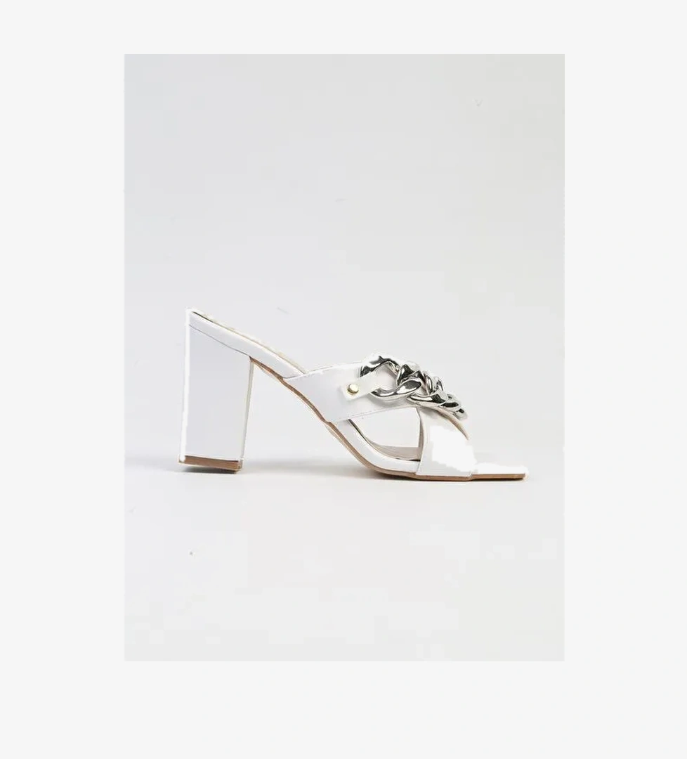 Pierre Cardin® | PC-53064- 3959 Beyaz-Kadın Topuklu Terlik - Görsel 1