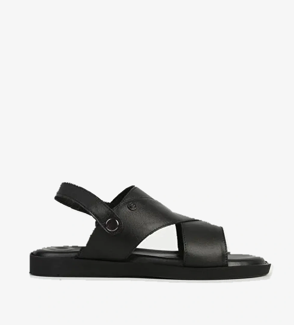 Pierre Cardin Hakiki Deri Siyah Erkek Sandalet PC-7315 - Görsel 1