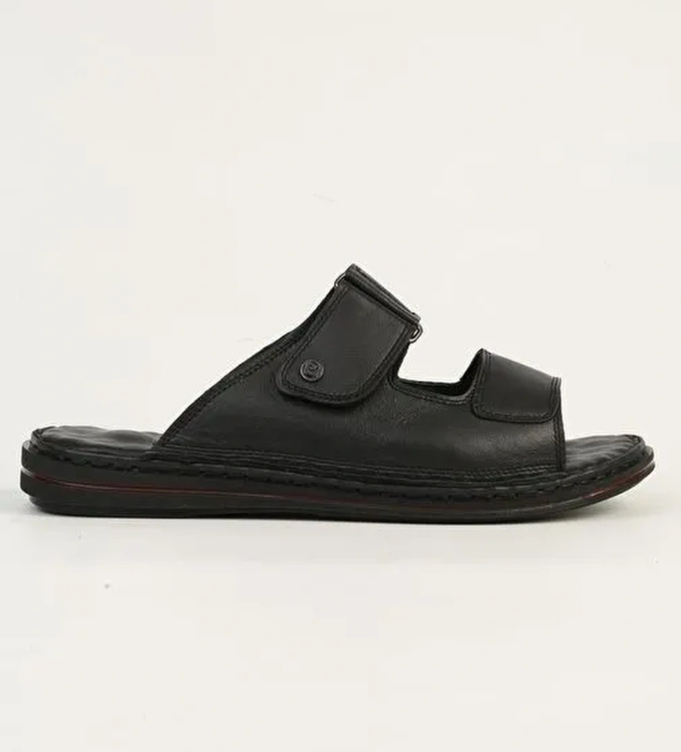 Pierre Cardin Hakiki Deri Siyah Erkek Terlik PC-7449 - Görsel 1