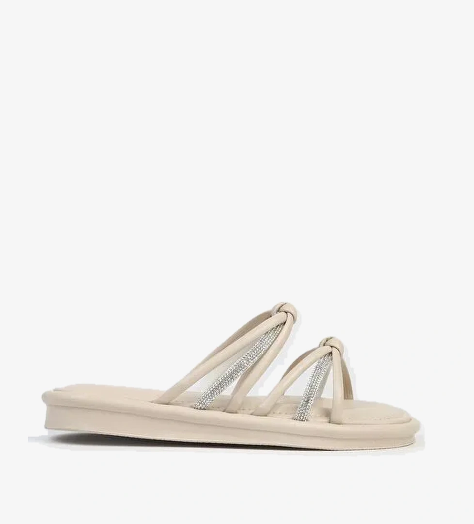 Pierre Cardin® | PC-5106-3891 Krem-Kadın Taşlı Terlik - Görsel 1