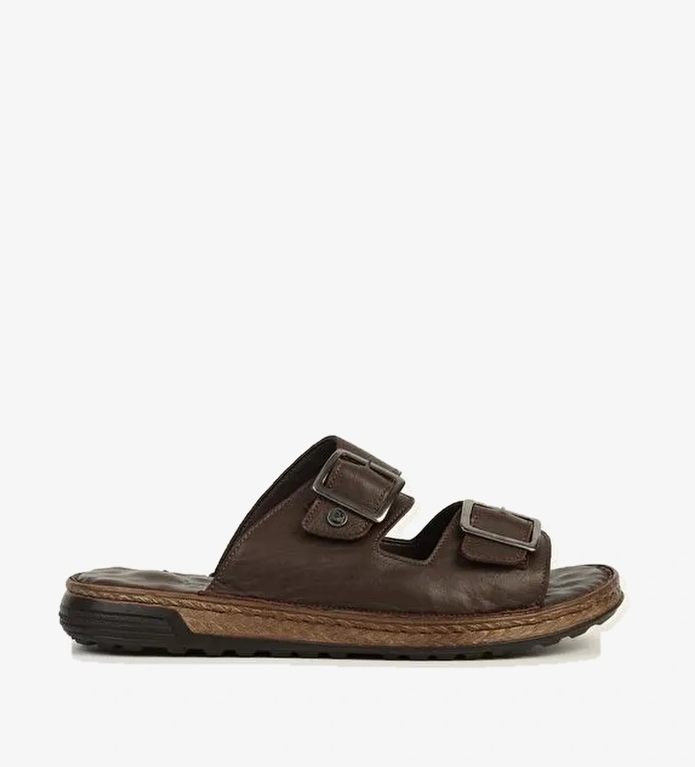 Pierre Cardin Hakiki Deri Kahve Erkek Terlik PC-7440 - Görsel 1