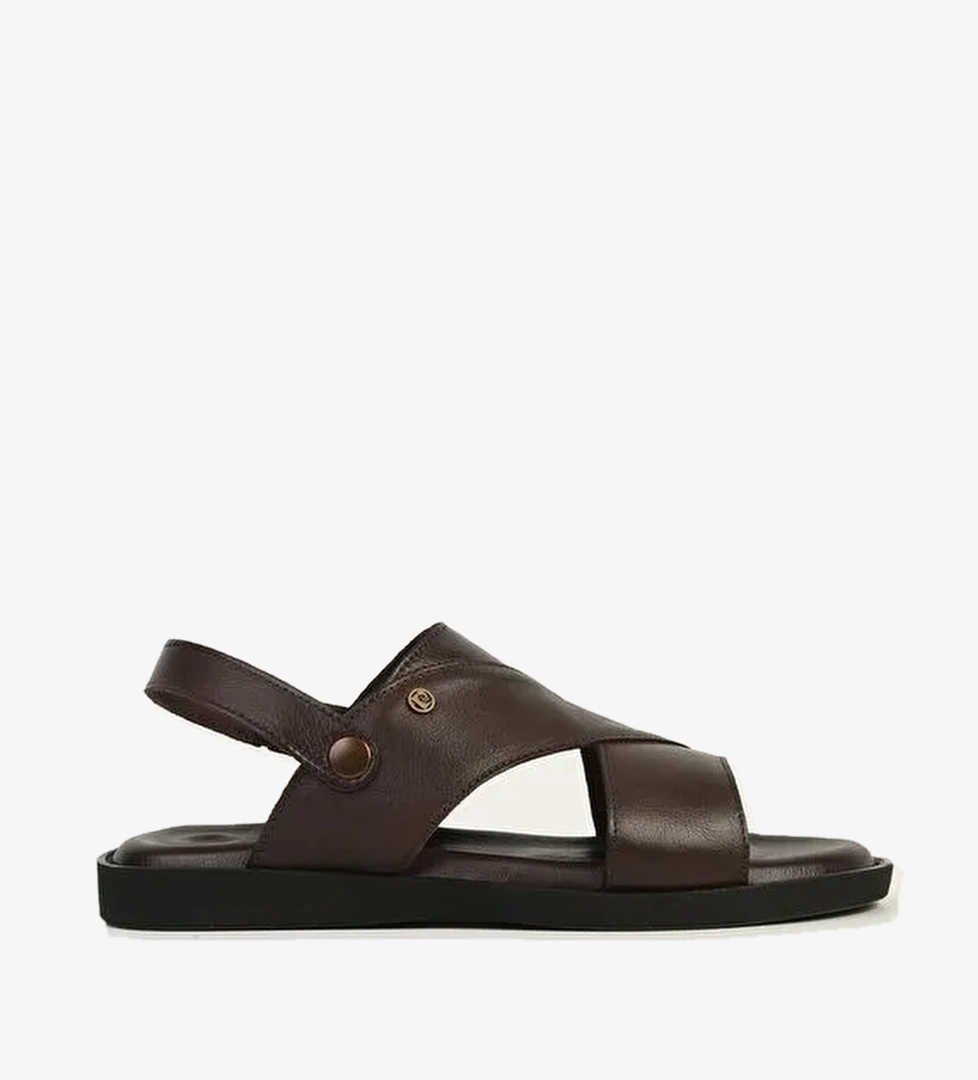 Pierre Cardin Hakiki Deri Kahve Erkek Sandalet PC-7315 - Görsel 1