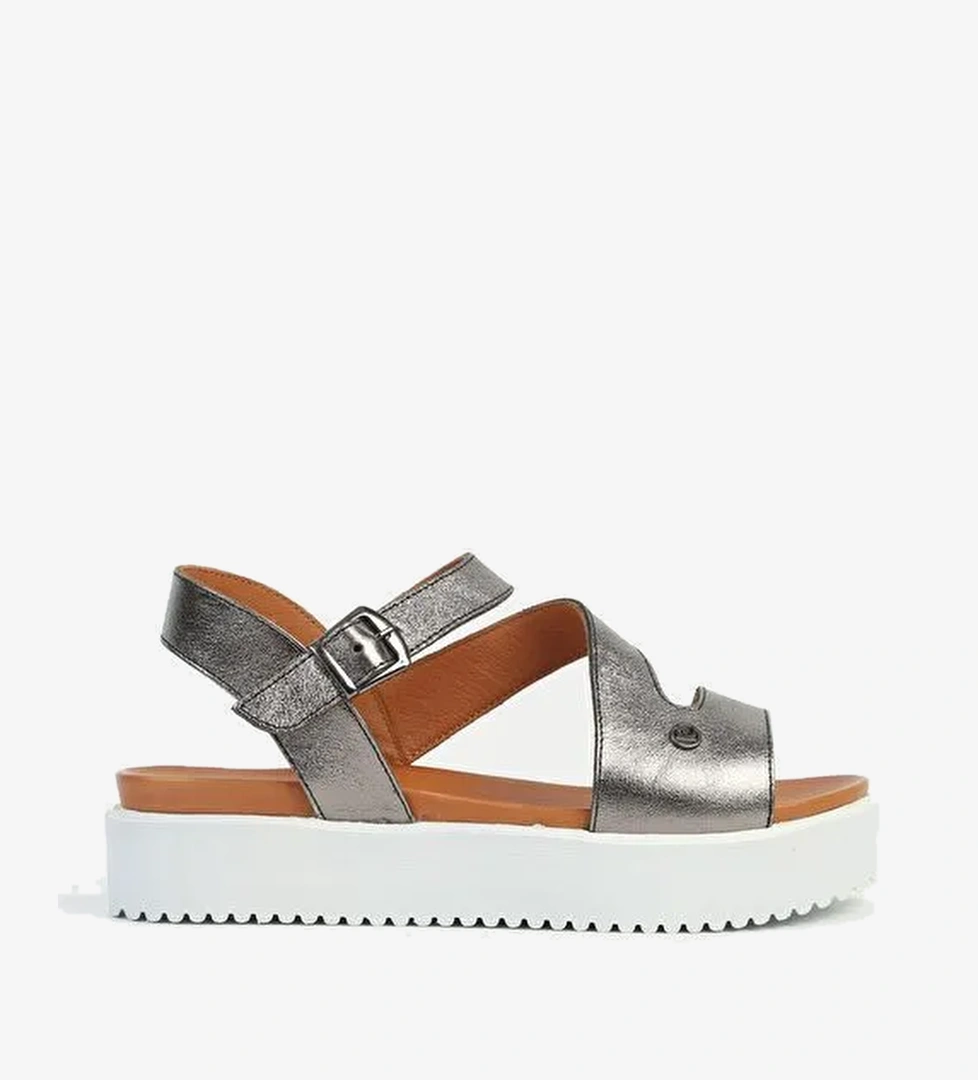 Pierre Cardin Platin Kadın Deri Sandalet PCK-5003 - Görsel 1