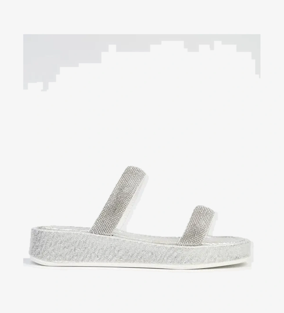 Pierre Cardin® | PC-53089- 3950 Gümüş-Kadın Taşlı Terlik - Görsel 1