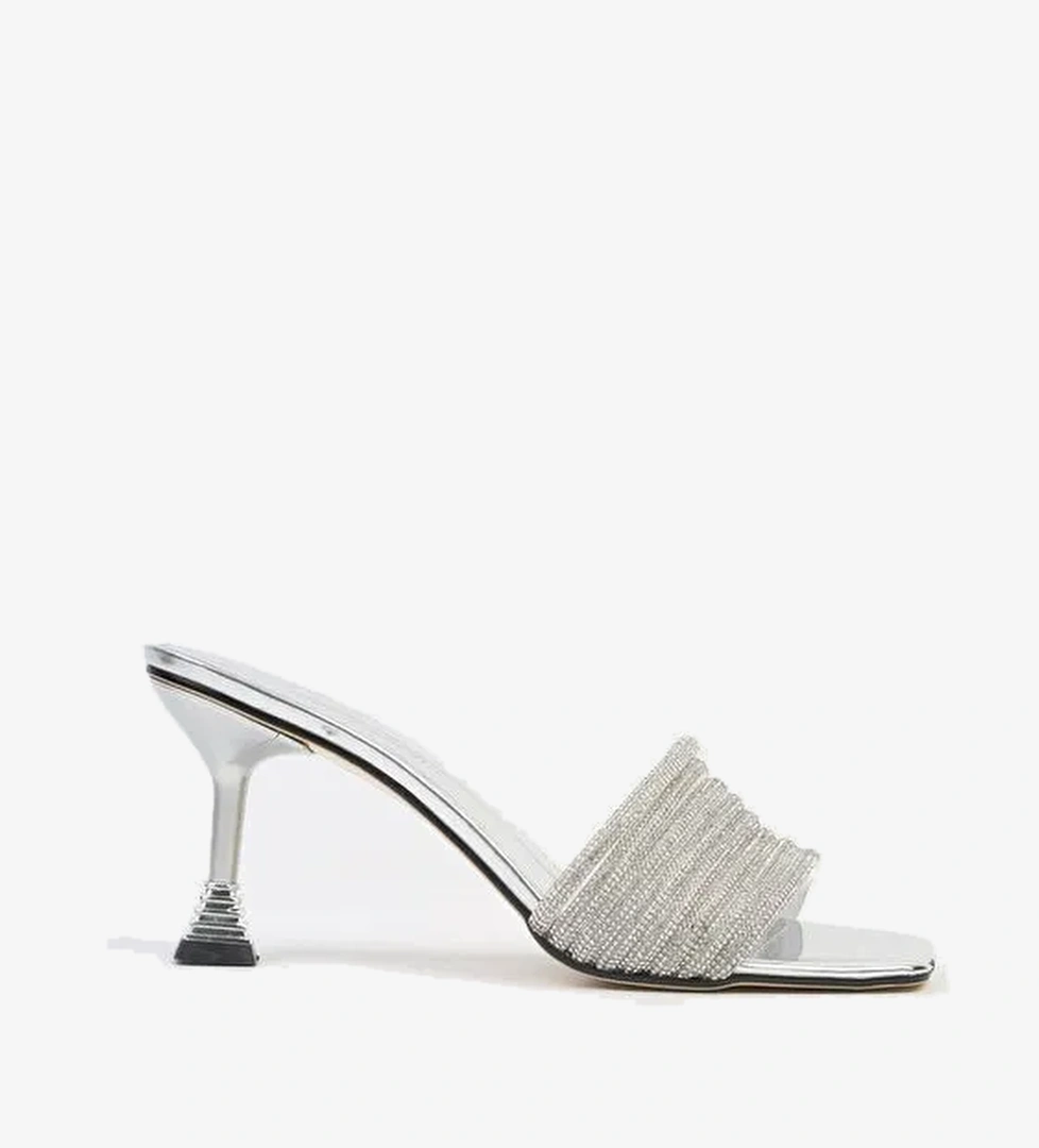 Pierre Cardin® |PC-53045- 3478 Gümüş-Kadın Topuklu Terlik - Görsel 1