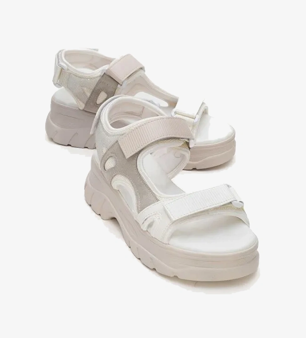 4740 Beyaz Beyaz Rugan Kadın Sandalet - Görsel 1