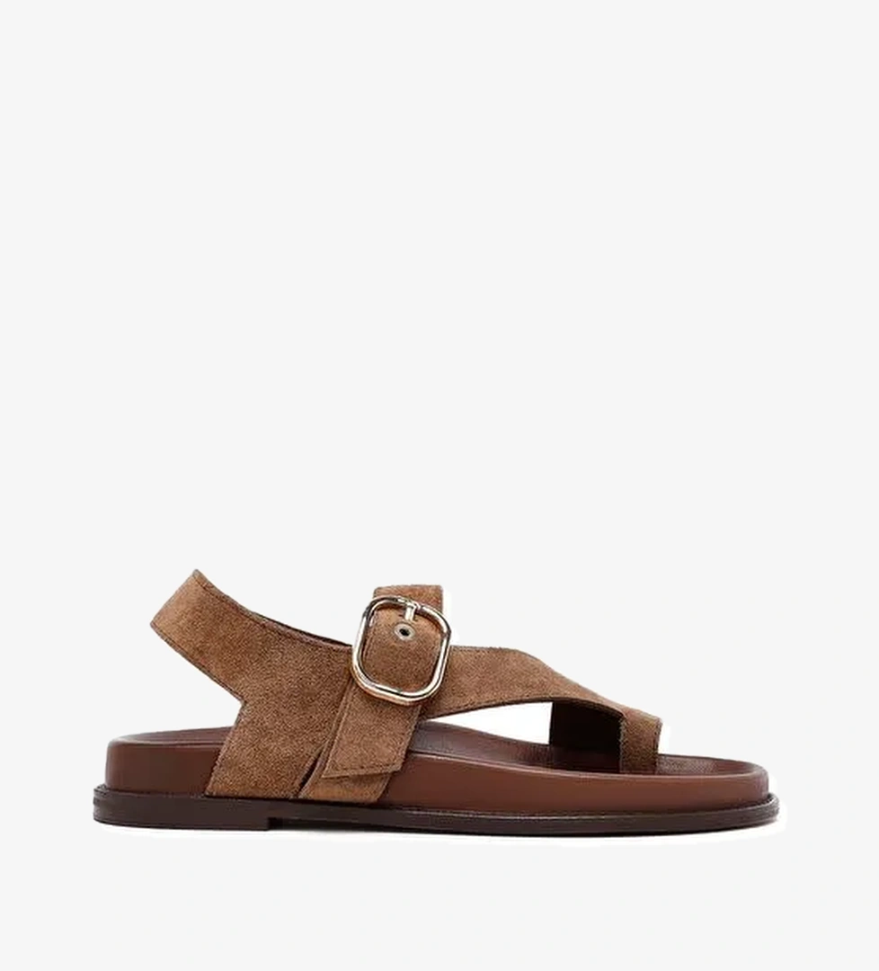 Kadın Vizon Parmak Arası Süet Deri Sandalet 25SFD551310 - Görsel 1