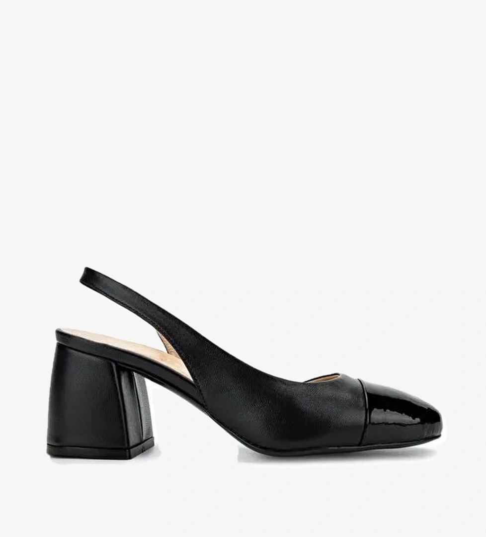 Tamer Tanca Kadın Hakiki Deri Siyah Rugan Topuklu Ayakkabı - Görsel 1