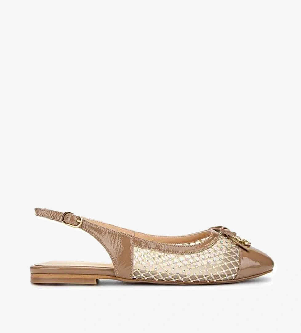 Tamer Tanca Kadın Deri & Tekstil Bej Babet Ayakkabı - Görsel 1