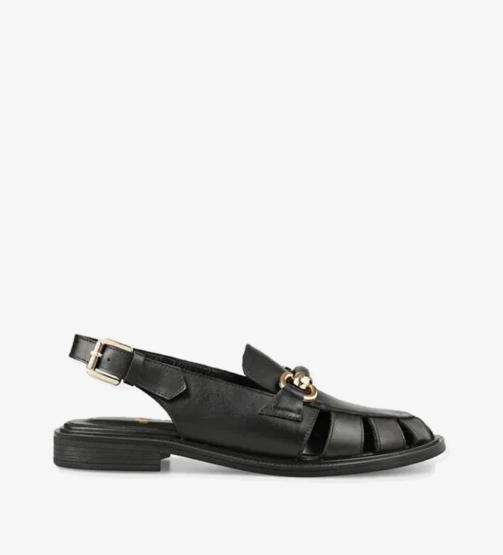 Siyah Deri Kadın Günlük Ayakkabı - Görsel 1