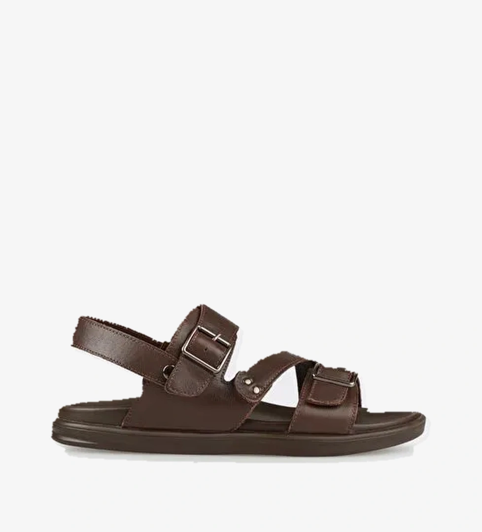 Kahve Deri Erkek Sandalet - Görsel 1