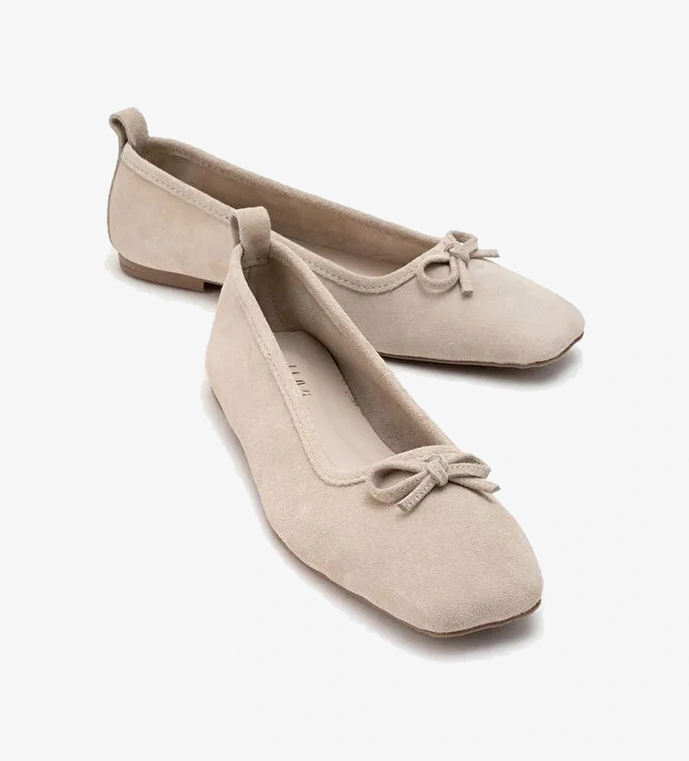 Luvi Shoes Luvi Shoes Belirsiz SOSA Bej Süet Hakiki Deri Küt Burunlu Fiyonklu Kadın Babet Ayakkabı | Boyner Belirsiz - 1. görsel