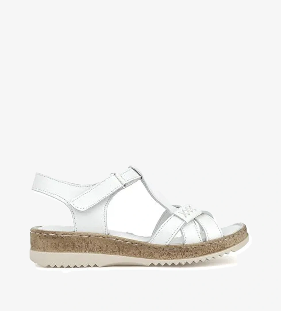 Ziya, Kadın Hakiki Deri Sandalet 1511051Z011 Beyaz - Görsel 1