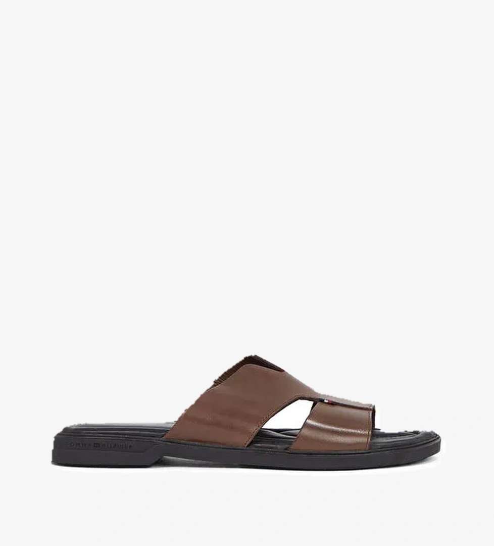 Tommy Hilfiger Kahverengi Erkek Deri Terlik PREMIUM HILFIGER SLIPON LH SAND