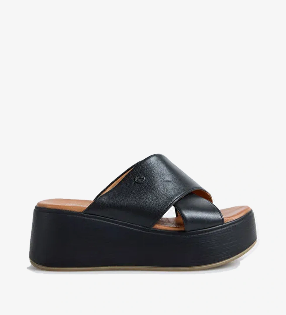 Pierre Cardin Siyah Kadın Deri Terlik PC-54641 - Görsel 1