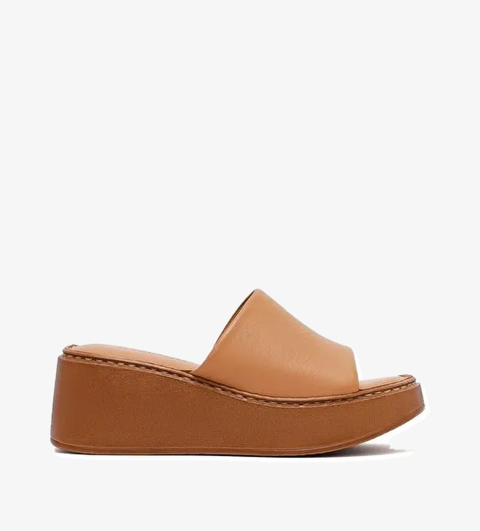 Kadın Taba Kalın Tabanlı Deri Comfort Terlik 25SFD341418 - Görsel 1