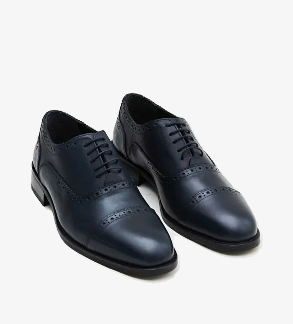 Ds Damat Lacivert Hakiki Deri Ayakkabi - Görsel 1