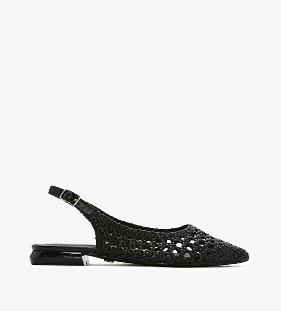 Kadın Siyah Örgülü Arkası Açık Babet 25SFD443429 - Görsel 1