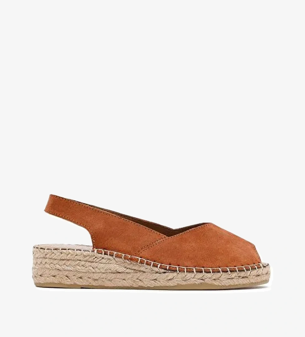 Kadın Turuncu Süet Espadril Sandalet 25SFD206710 - Görsel 1