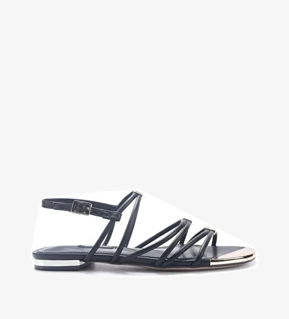 MARCELA 5FX Siyah Kadın Düz Sandalet - Görsel 1