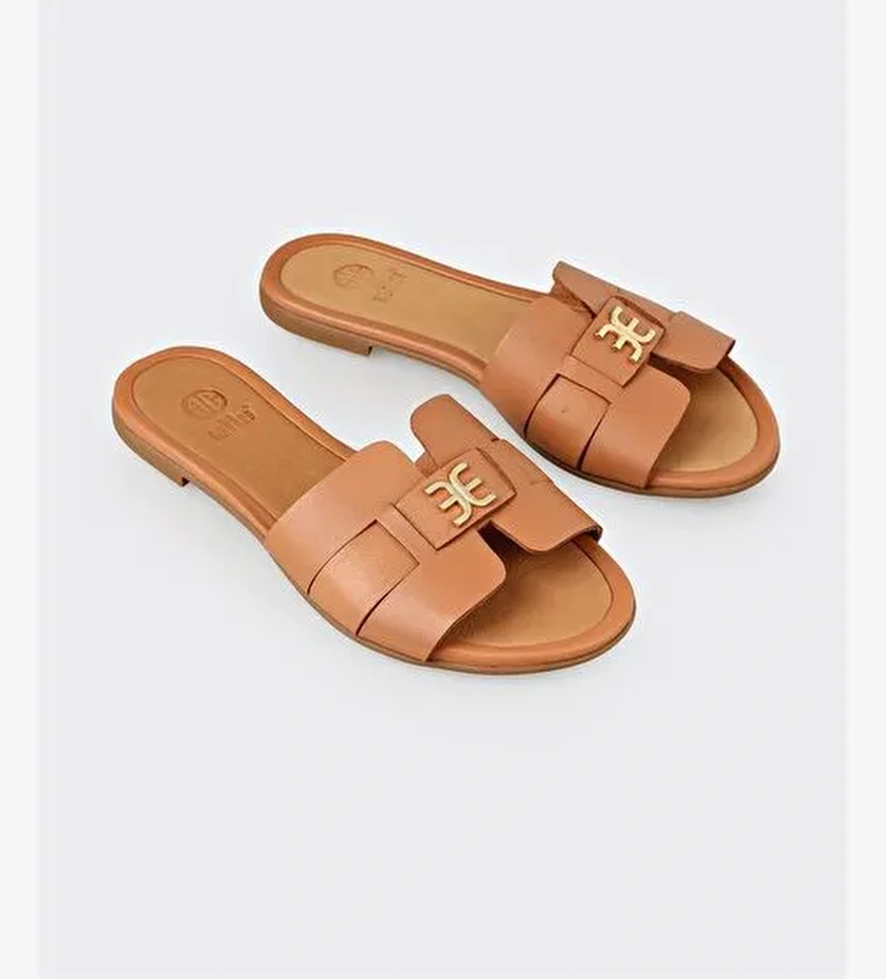 Taba Deri Kadın Terlik - Görsel 1