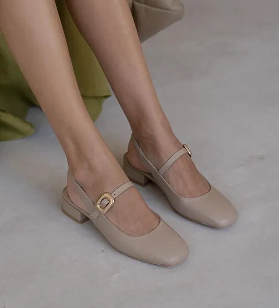 Somer Ten Hakiki Deri Topuklu Ayakkabı - Görsel 1