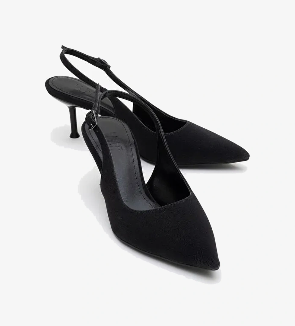 CAİSA Siyah Simli Kadın Topuklu Ayakkkabı - Görsel 1