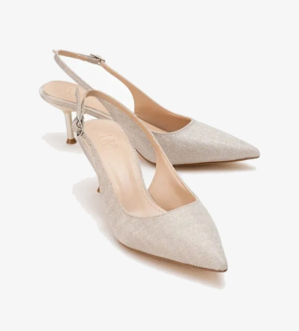 CAİSA Altın Simli Kadın Topuklu Ayakkkabı