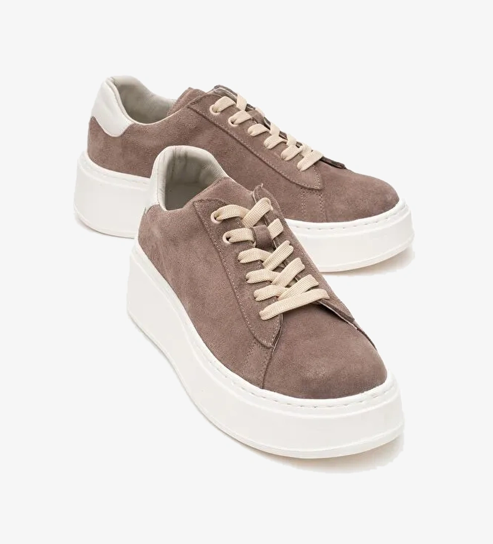 GUENO Kum Hakiki Deri Süet Kadın Spor Ayakkabı - Görsel 1