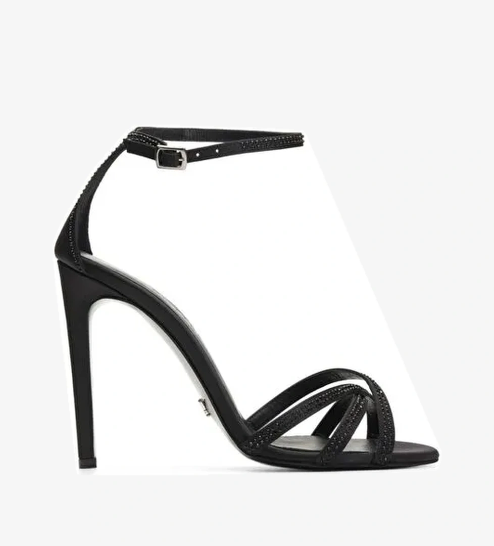 Jabotter Mirela Saten & Taşlı 10 Cm Topuklu Ayakkabı - Görsel 1