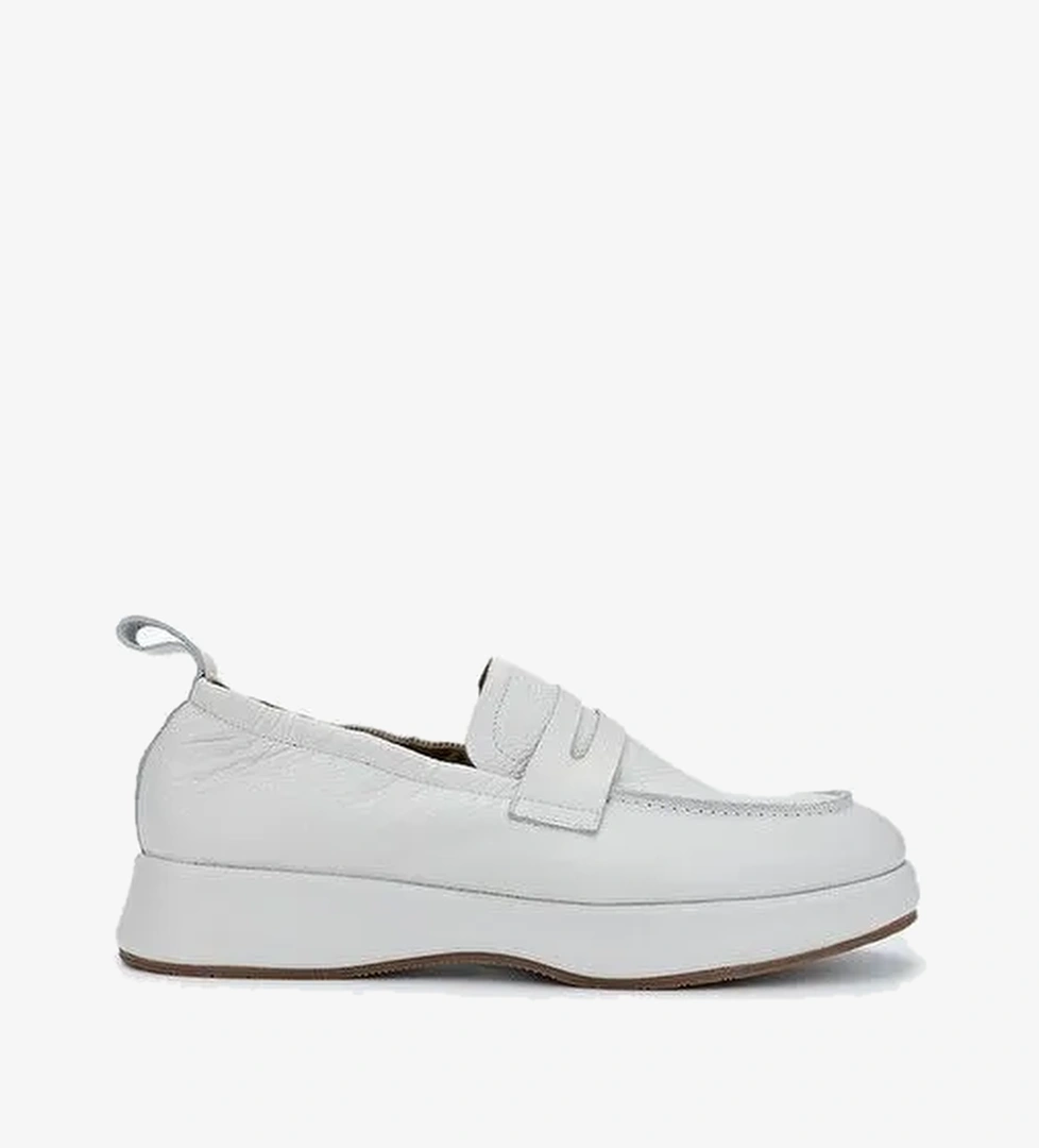 Valmenti Erkek Hakiki Deri Kırık Beyaz Loafer Ayakkabı - Görsel 1