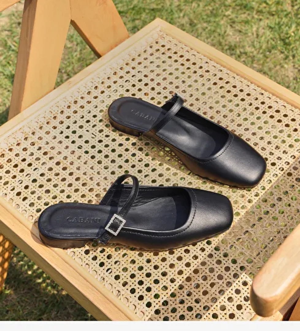 %100 Hakiki Deri Siyah Kadın Babet - Görsel 1