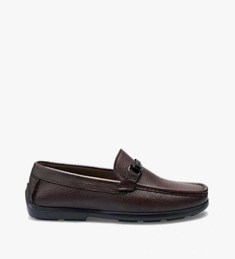%100 Hakiki Deri Kahverengi Toka Detaylı Erkek Loafer