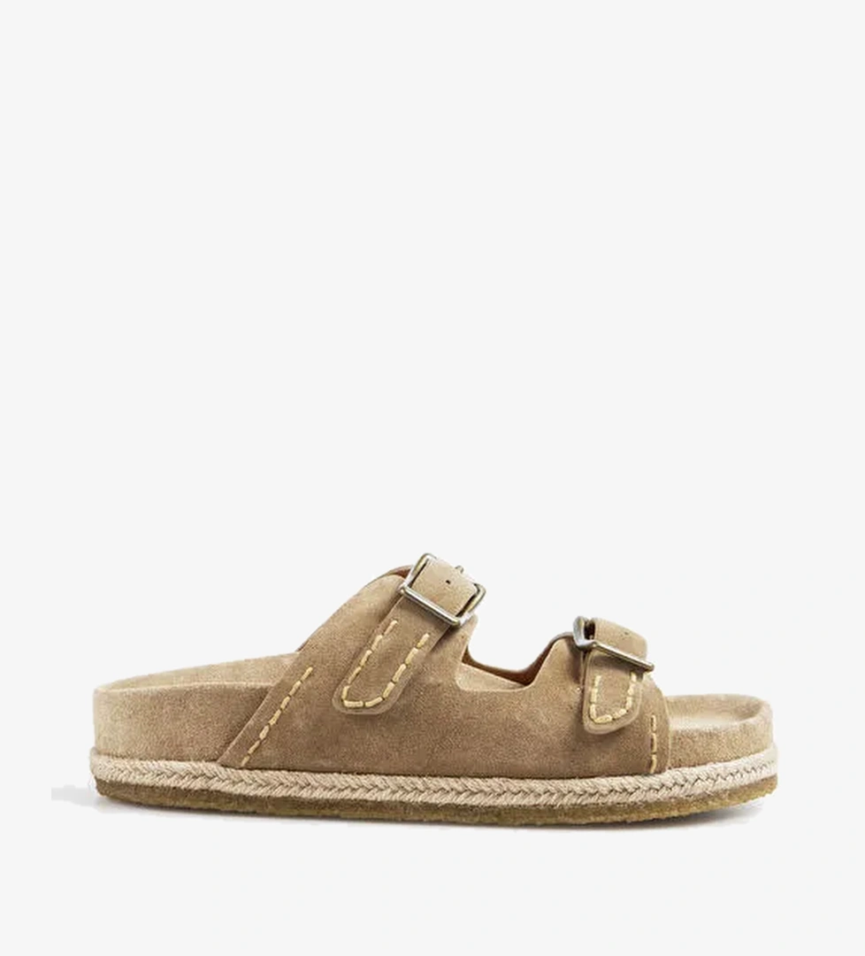 Polo Ralph Lauren Bej Erkek Deri Terlik Turbach Double Strap - Görsel 1