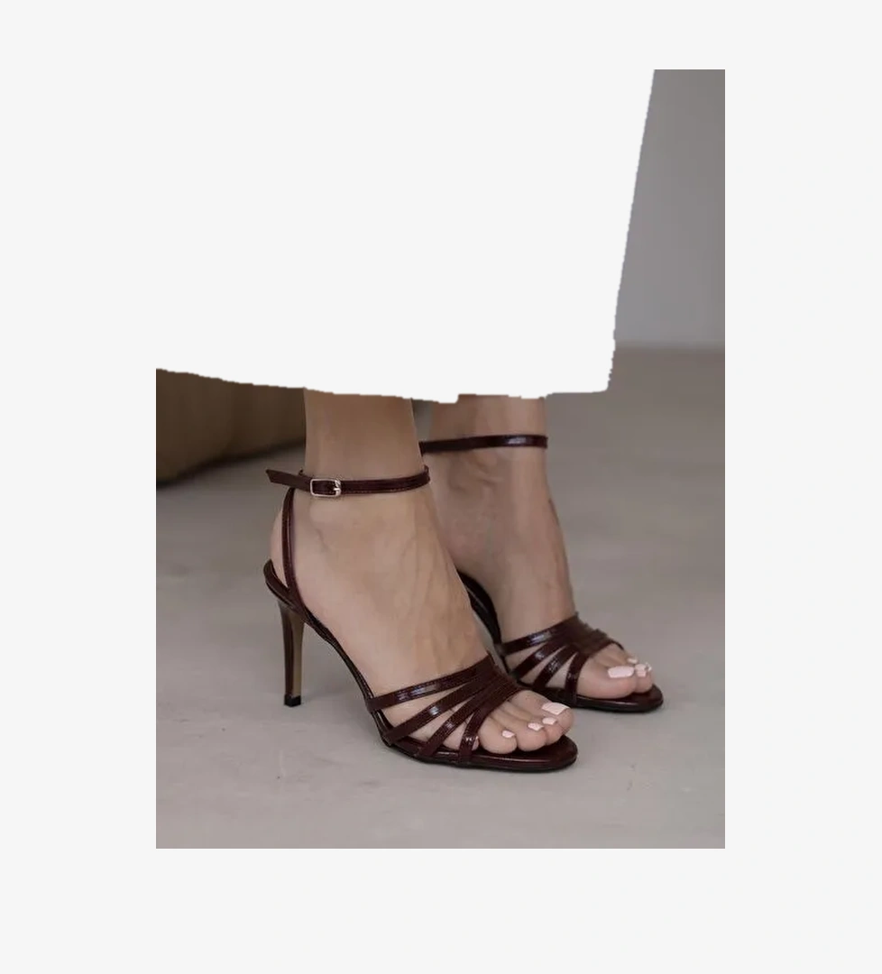 Evander Bordo Rugan Hakiki Deri Topuklu Ayakkabı - Görsel 1