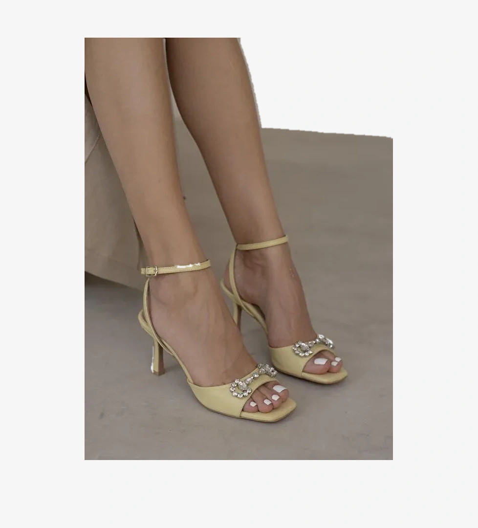 Tita Sarı Hakiki Deri Topuklu Ayakkabı - Görsel 1