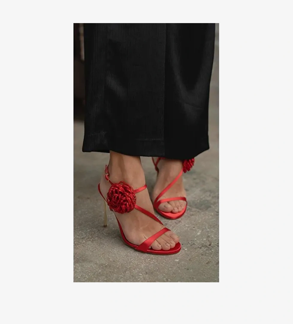 Watson Kırmızı Saten Topuklu Ayakkabı - Görsel 1