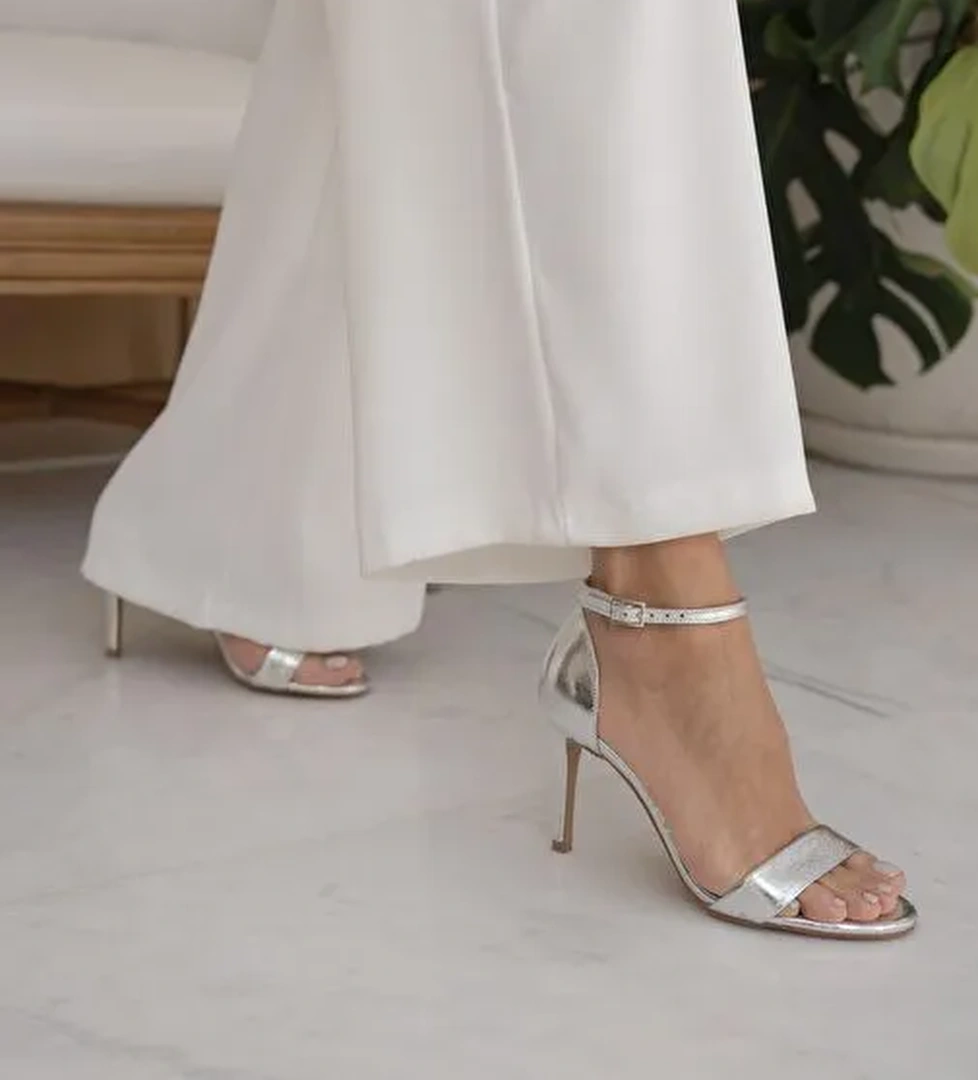 Yolette Lame Hakiki Deri Topuklu Ayakkabı - Görsel 1