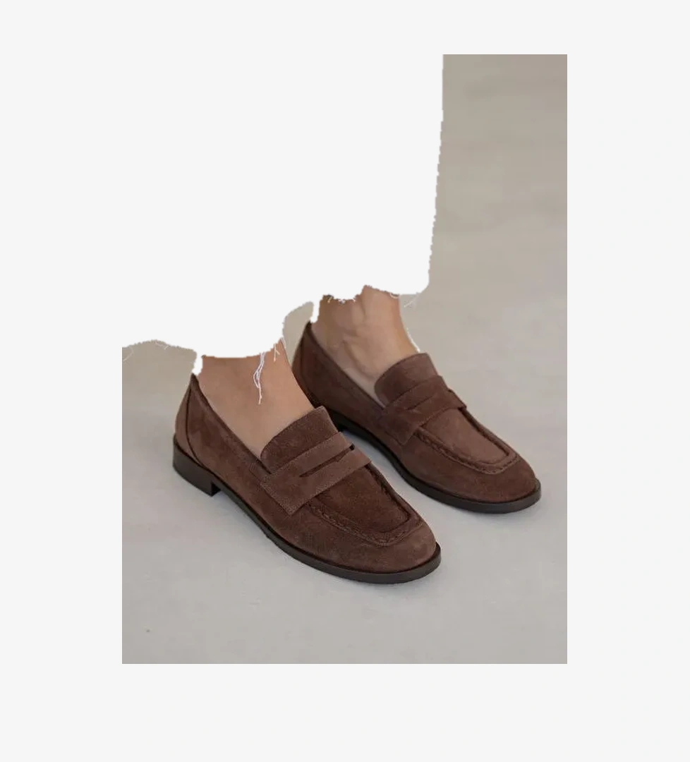 Origi Kahve Süet Hakiki Deri Makosen Ayakkabı - Görsel 1