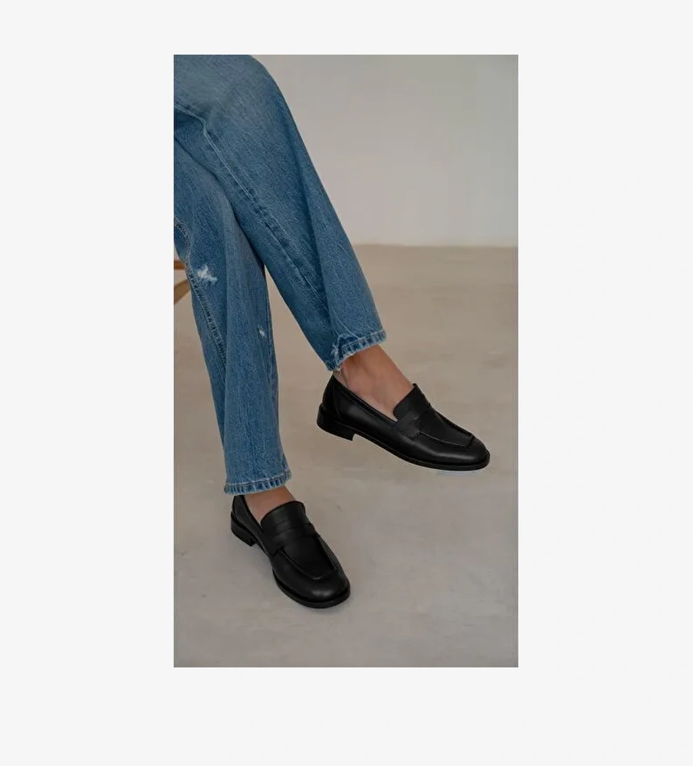 Origi Siyah Hakiki Deri Makosen Ayakkabı - Görsel 1