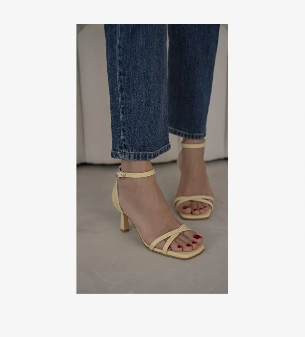 Amaros Sarı Topuklu Ayakkabı - Görsel 1