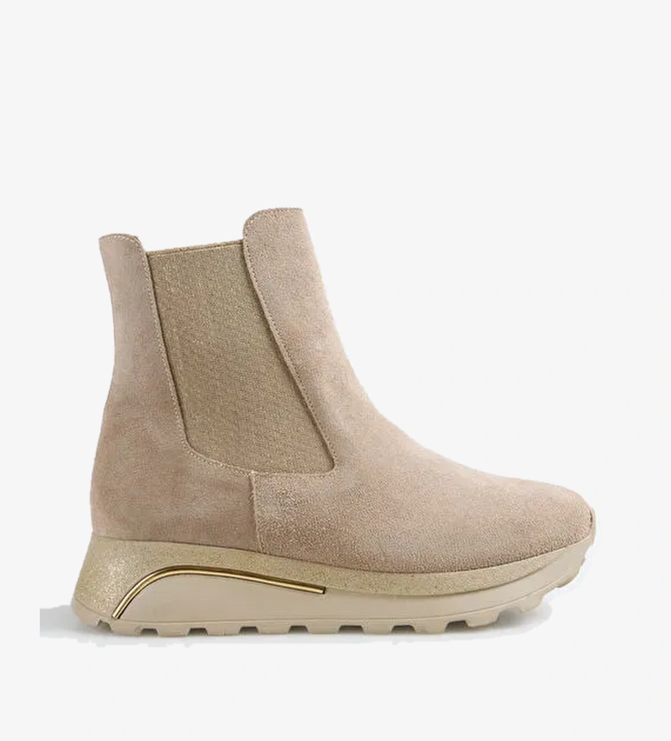 Cotton Bar Bej Kadın Deri Bot D-ANABEN - Görsel 1