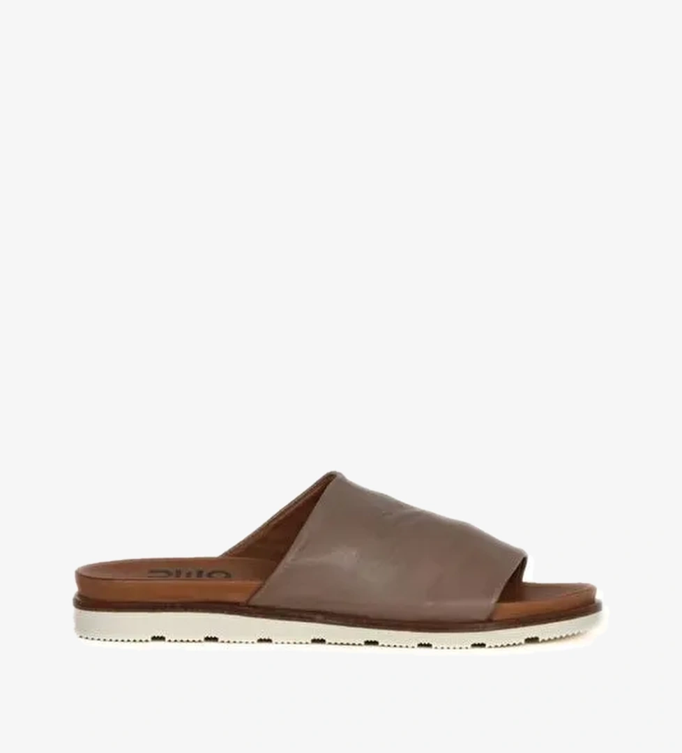 Bueno Shoes Gri Deri Kadın Düz Terlik 01wl0503 - Görsel 1