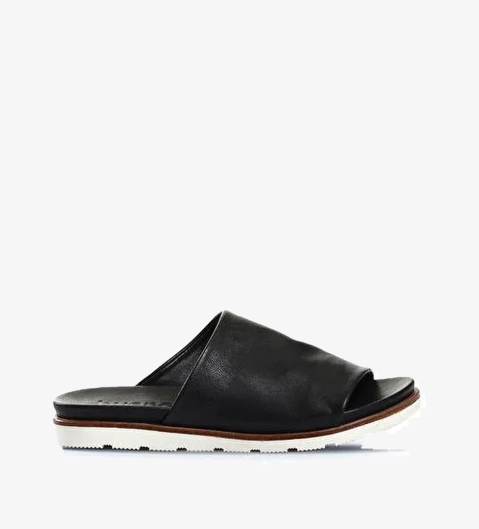 Bueno Shoes Siyah Deri-beyaz Tb Kadın Düz Terlik 01wl0503 - Görsel 1